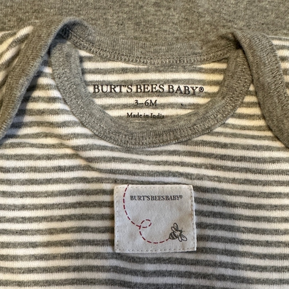 Burt's Bees Baby Gray and Striped Onesie Set - Picture 2 of 5